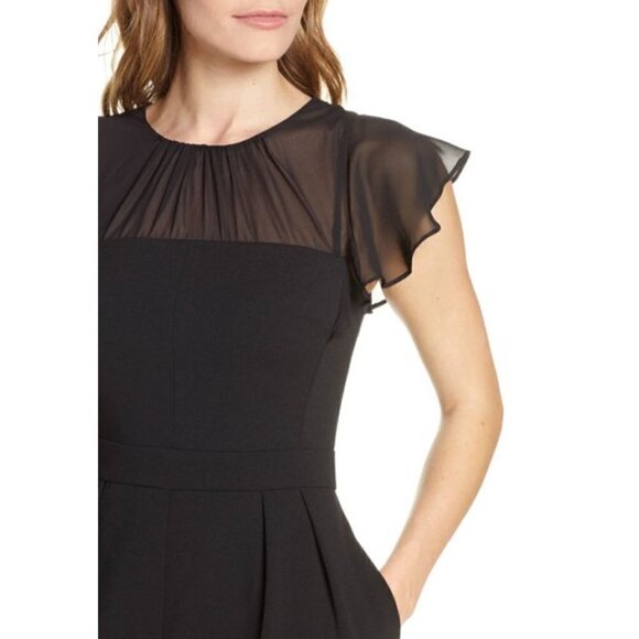 NEW Harper Rose Women's Gathered Illusion Neck Jumpsuit Black MSRP $148 - Picture 2 of 12